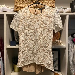 BCBGMAXAZRIA lace peplum blouse
